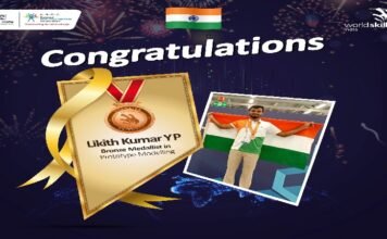WorldSkills Competition 2022 : Likith Kumar YP wins Bronze Medal in Prototype Modelling