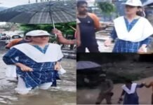 Lucknow Commissioner Roshan Jacob taking stock of situation in heavy rain, video goes viral on social media