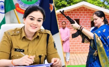 Woman IPS in saree firing AK-47 during Dussehra ritual triggers heated debate Ankita Sharma IPS